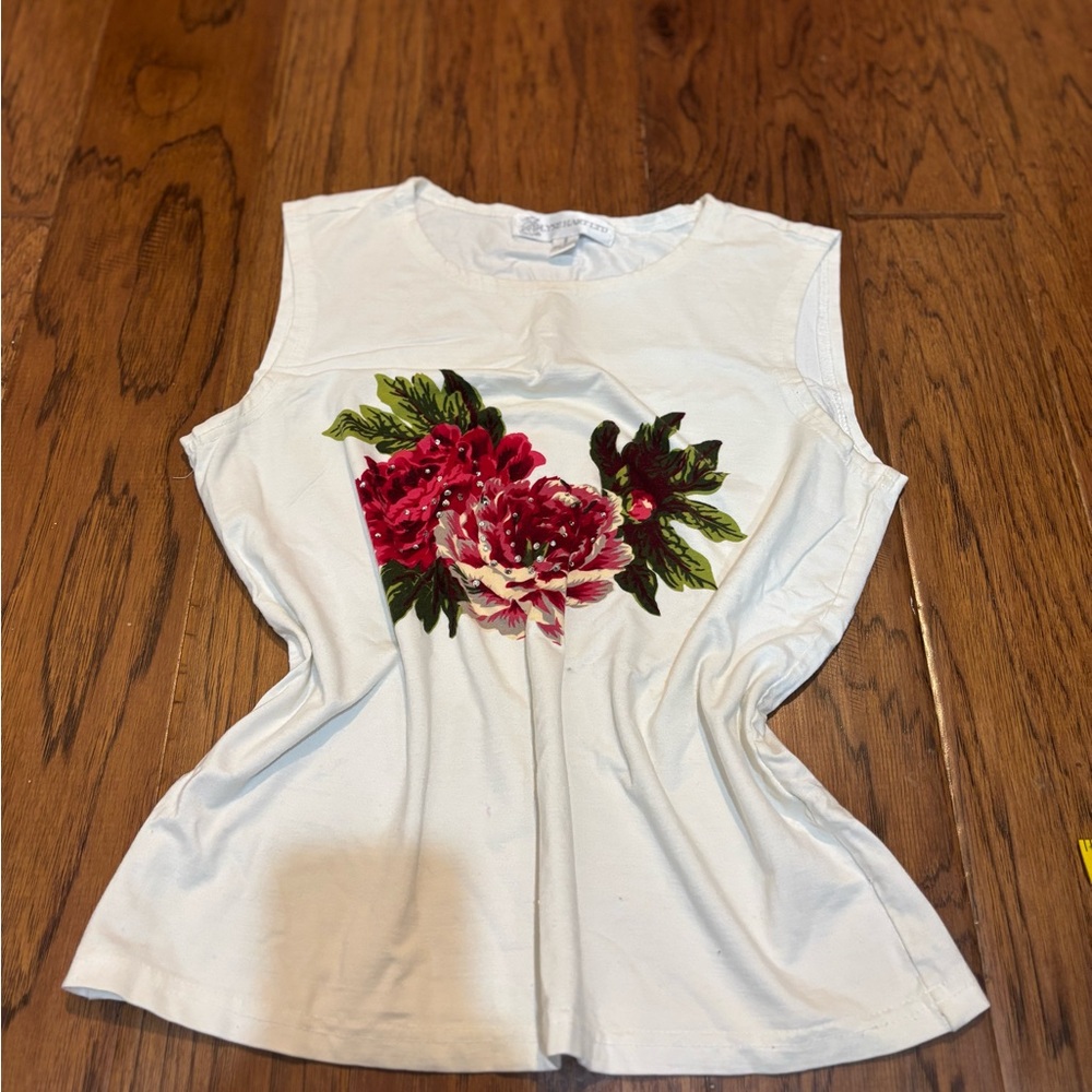 Elyse Hart LTD Floral Rhinestone Tank Top – Size Small (Y2K Boutique)